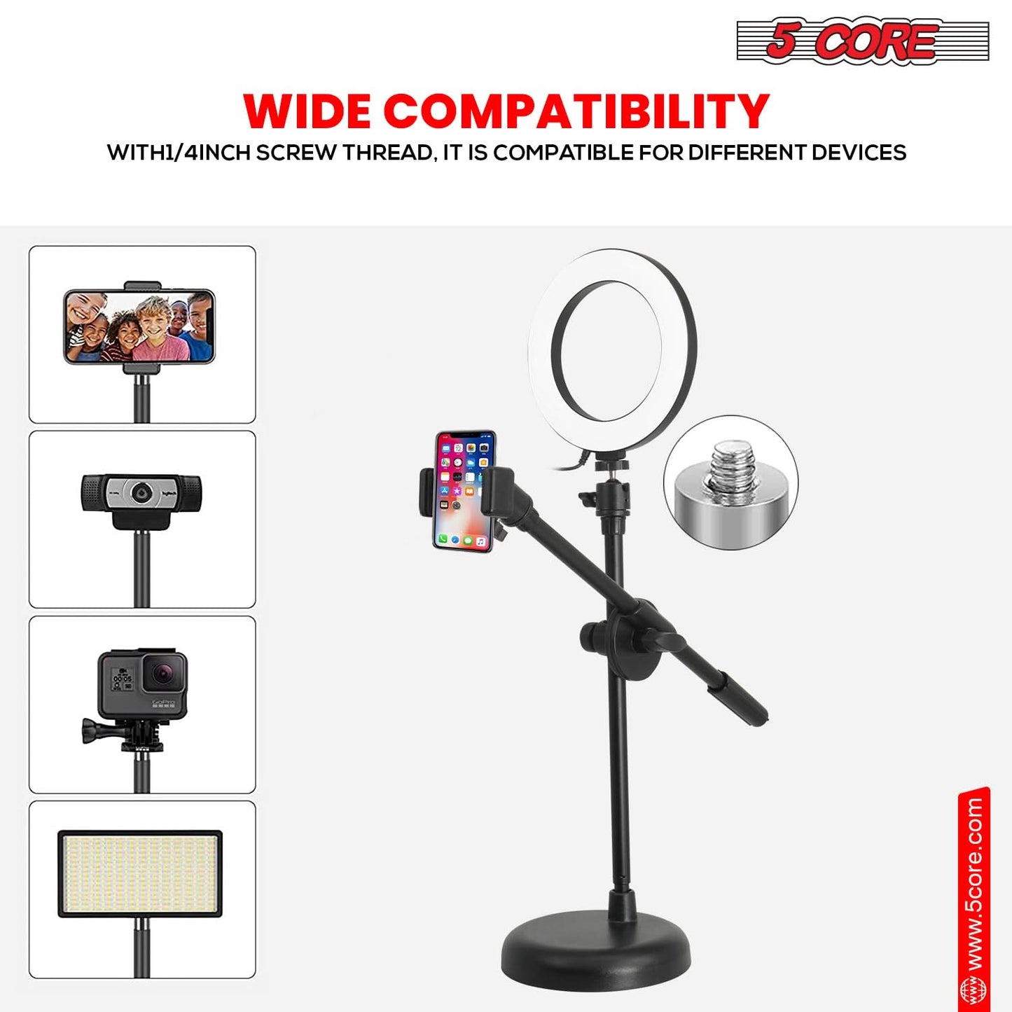 InstaGlow Creator Ring Light – 6” w/ Phone Holder