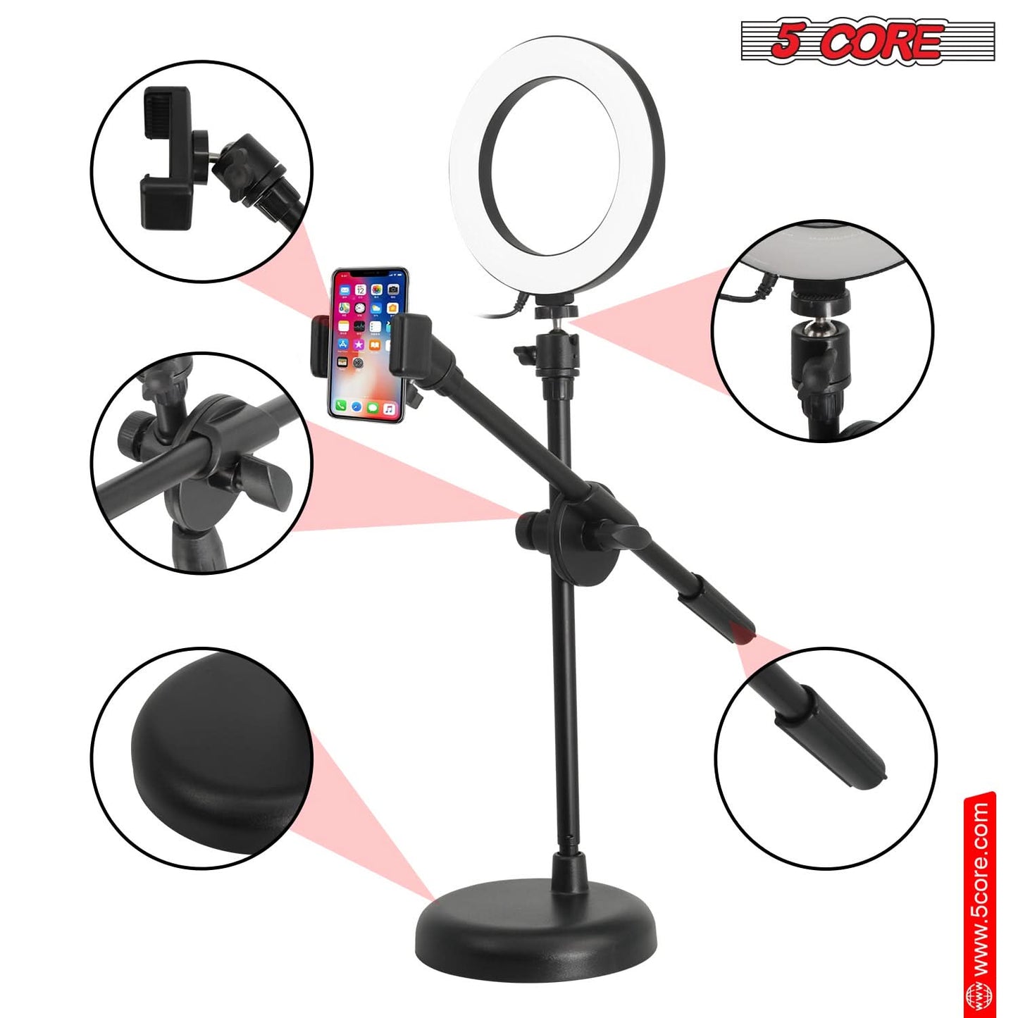 InstaGlow Creator Ring Light – 6” w/ Phone Holder