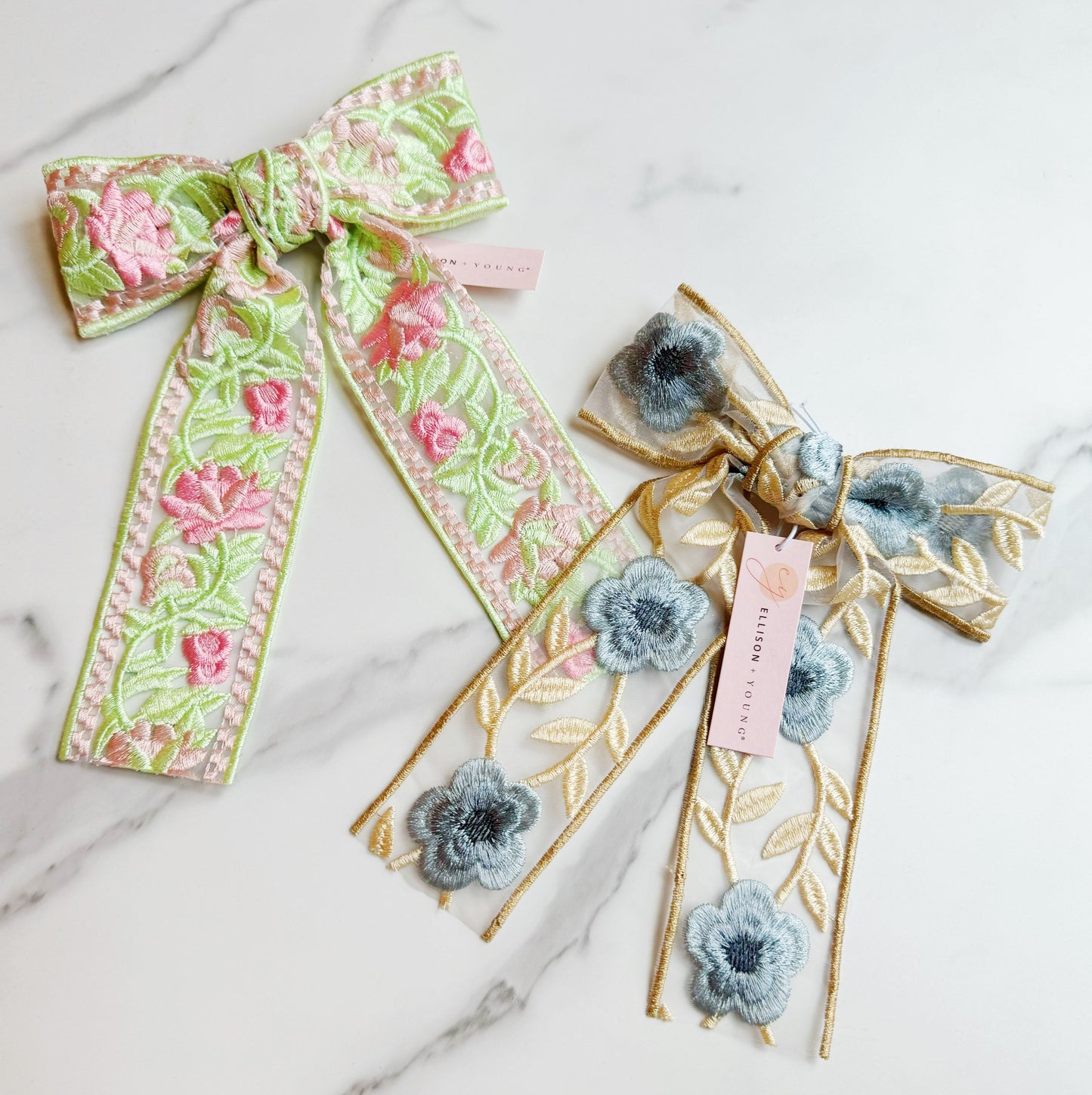 Lace Flower Embroidered Hair Bow