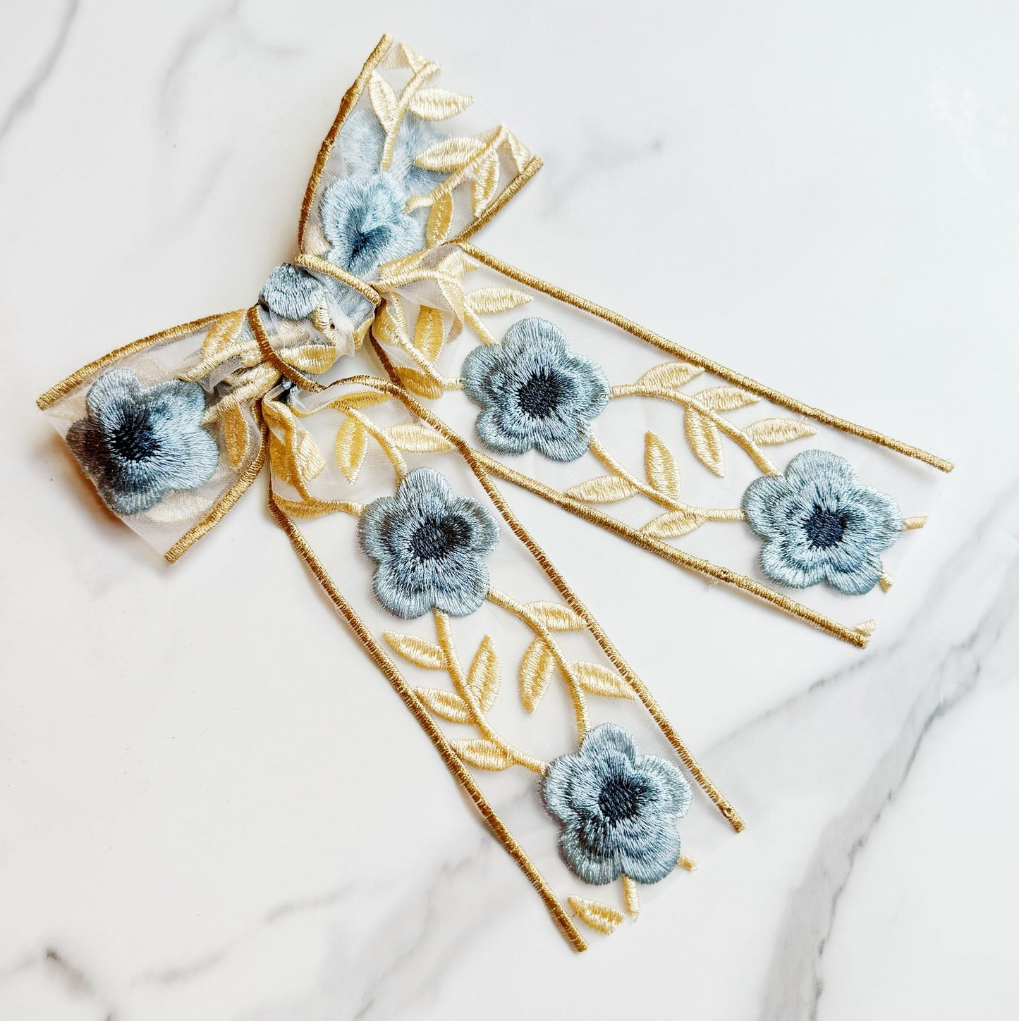 Lace Flower Embroidered Hair Bow