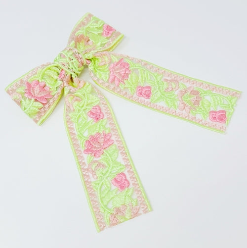 Lace Flower Embroidered Hair Bow