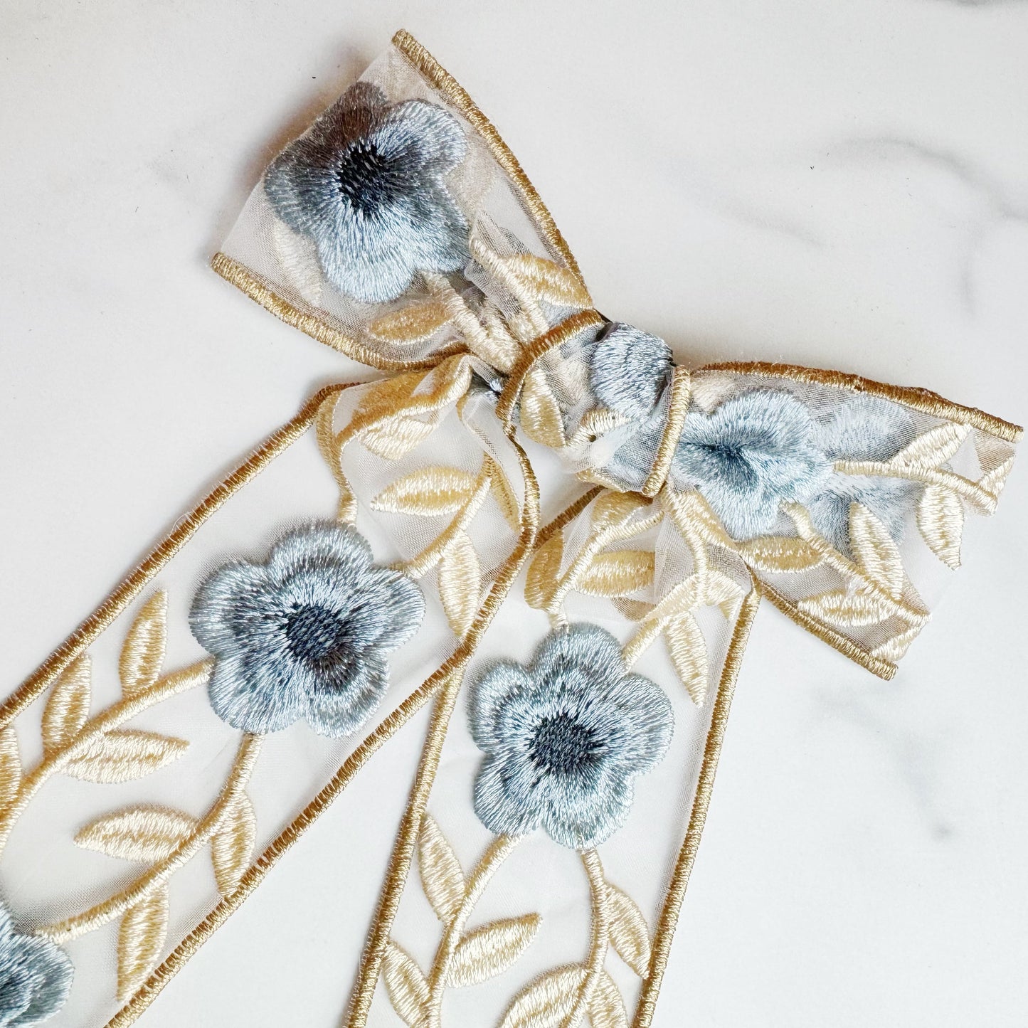 Lace Flower Embroidered Hair Bow