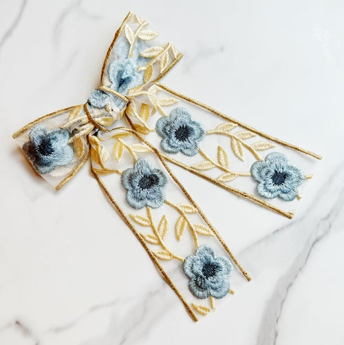 Lace Flower Embroidered Hair Bow