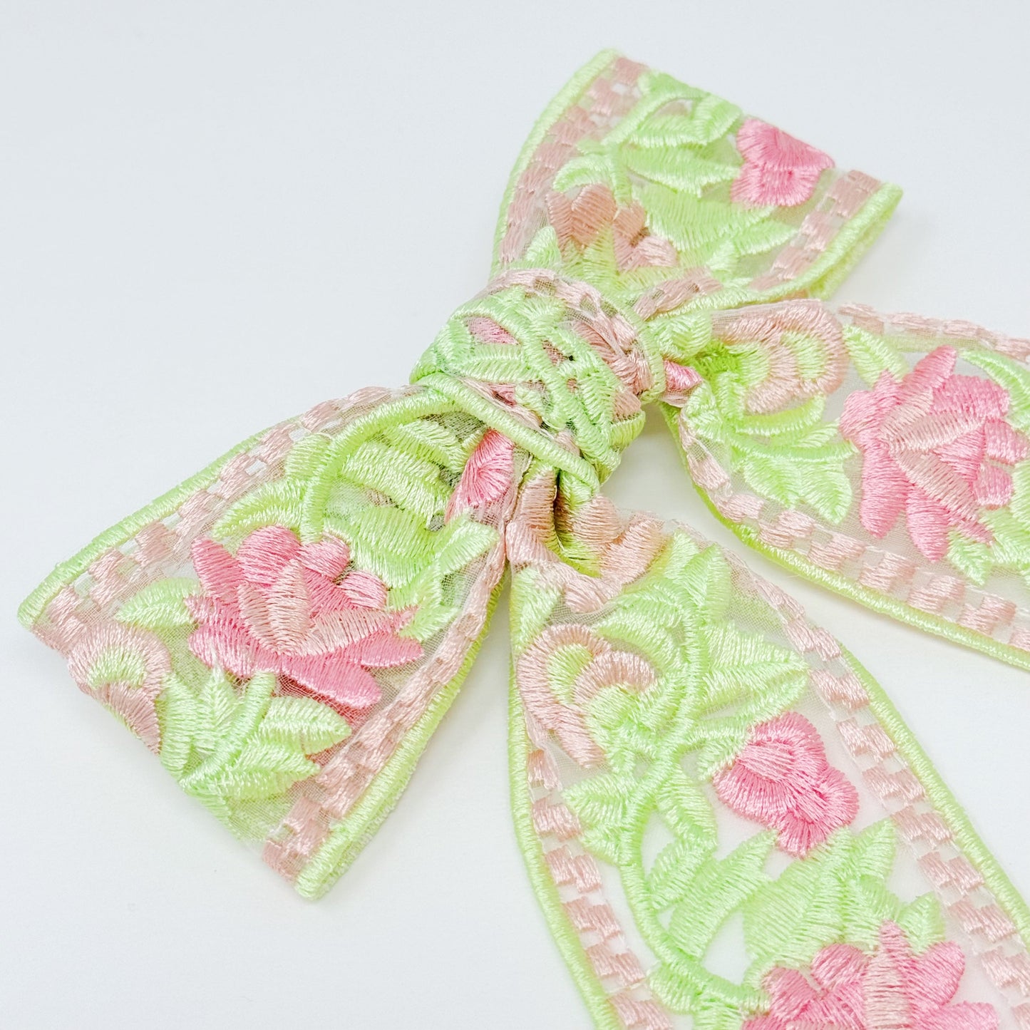 Lace Flower Embroidered Hair Bow