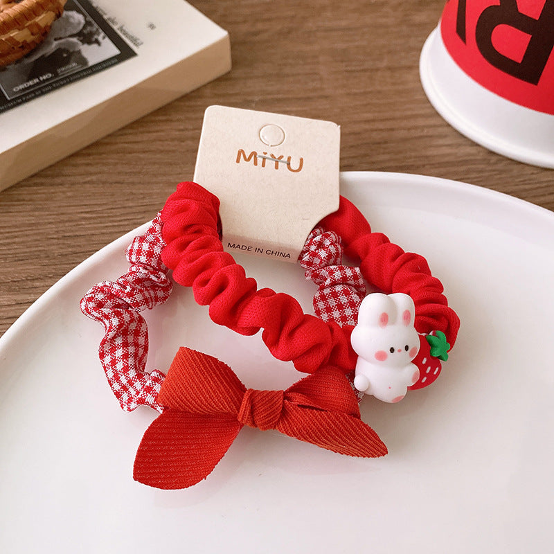 Strawberry Bunny Hair Ties – Set of 2