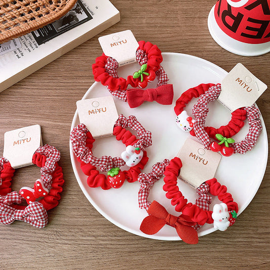 Strawberry Bunny Hair Ties – Set of 2